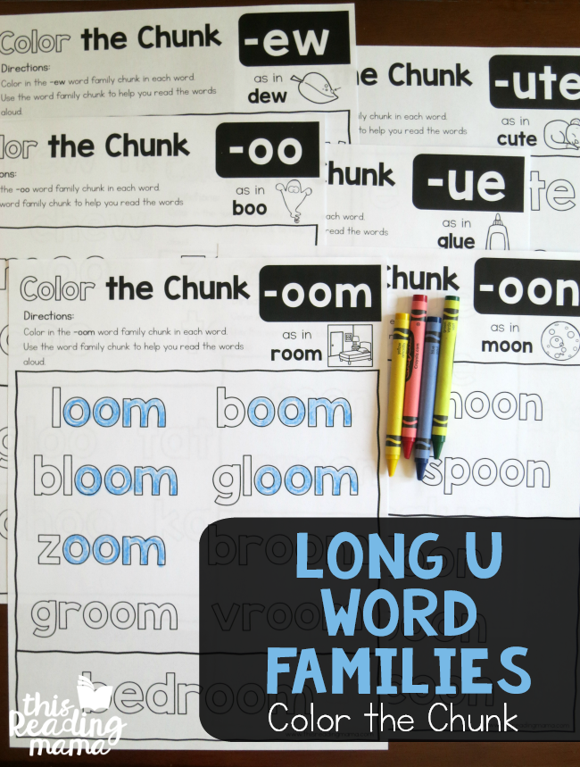 Long u Word Families – Color the Chunk Pages