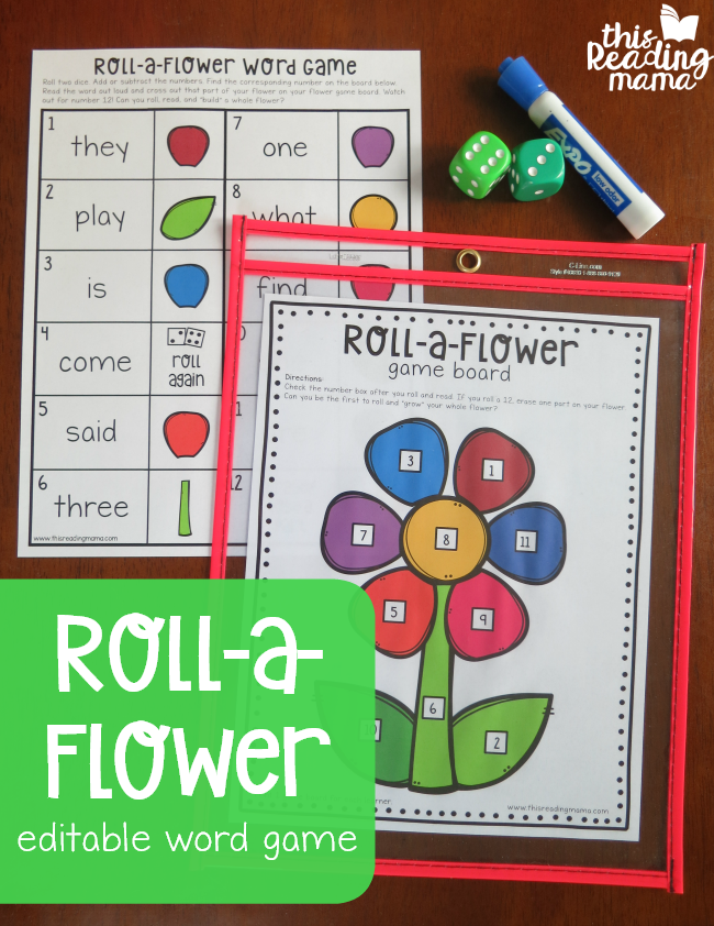 Roll a Flower Editable Word Game - This Reading Mama