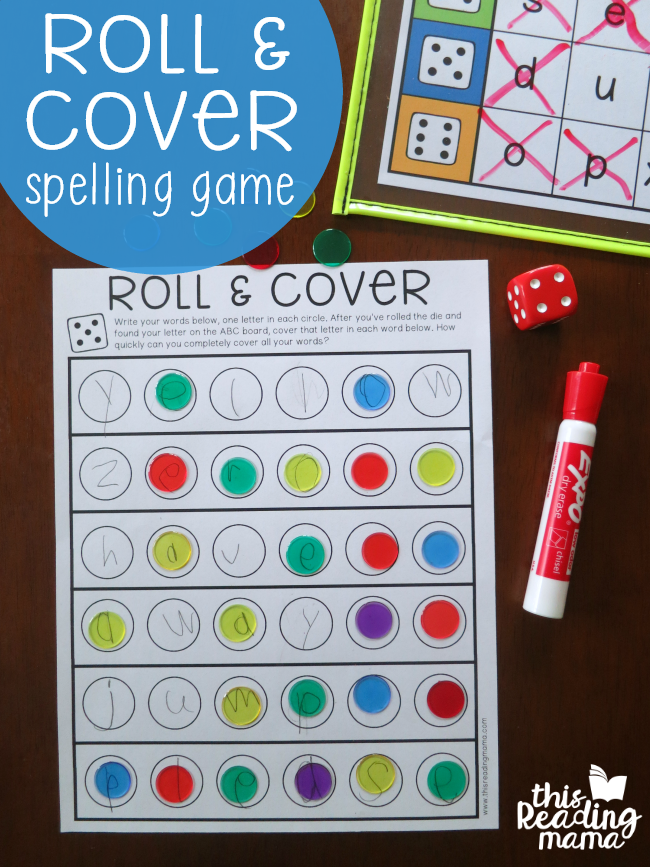 Roll and Cover Spelling Words Game - free printable - This Reading Mama