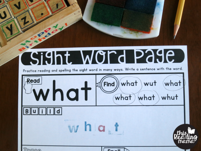 building sight words with letter stamps