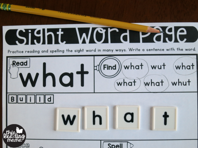 building sight words with letter tiles