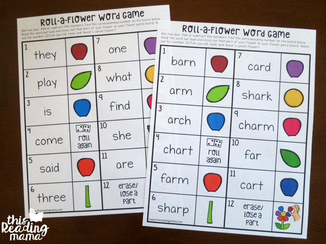 type sight words or phonics words on editable word boards