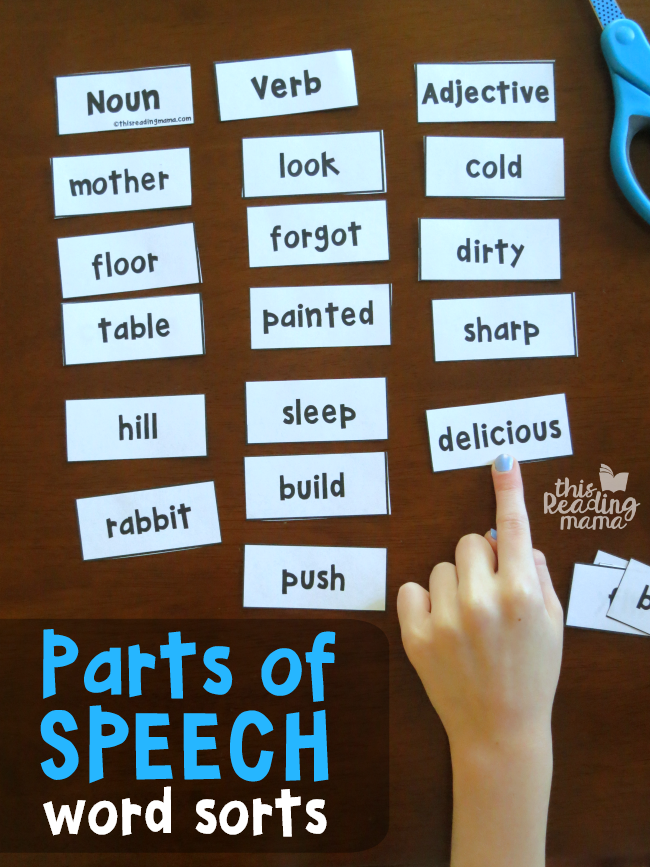 Parts of Speech Word Sorts - This Reading Mama