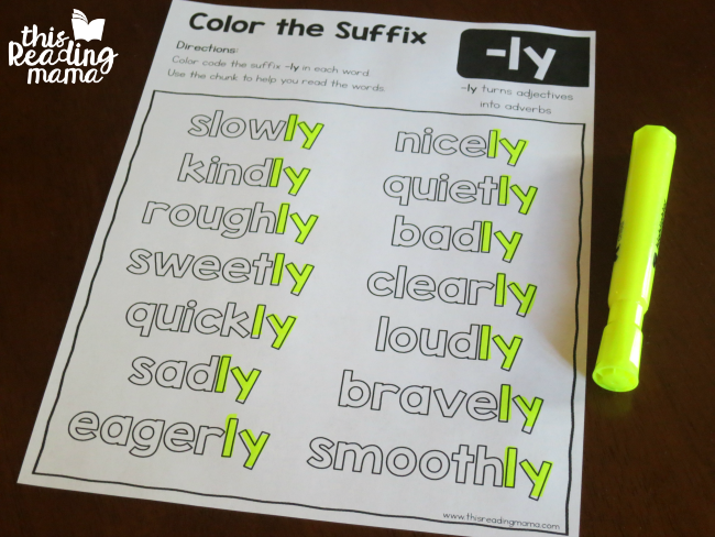 color the suffix page for -ly