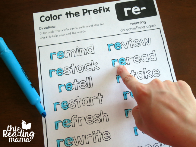 reading words with the prefix re-