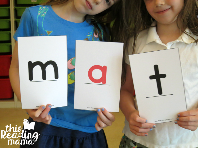 spelling words with oversized letter cards