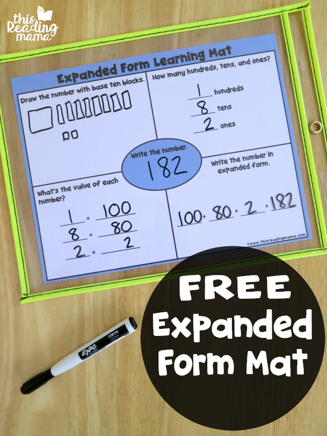 Expanded Form Learning Mat (FREE!) - This Reading Mama