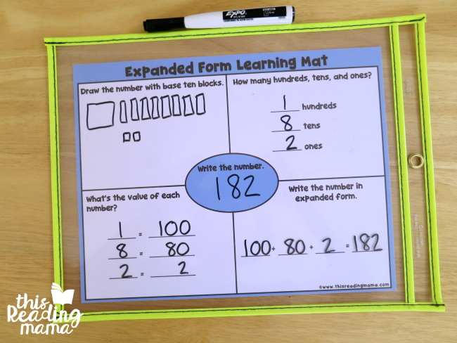 example with expanded form learning mat