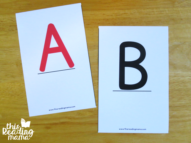 oversized uppercase letter cards A and B
