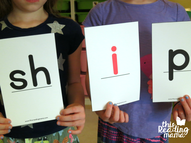 spelling words with oversized digraph cards