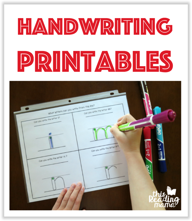 Handwriting Printables from This Reading Mama