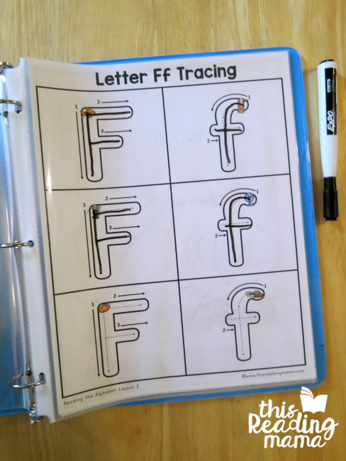 Letter Tracing Pages from Reading the Alphabet - example for uppercase and lowercase