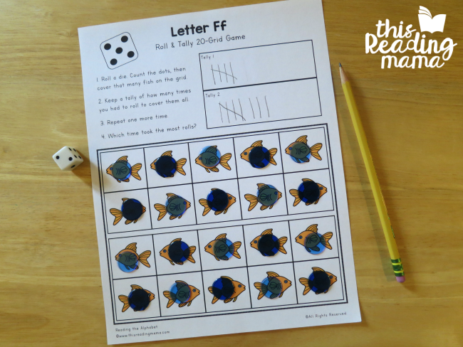 Roll and Tally 20-Grid from Reading the Alphabet
