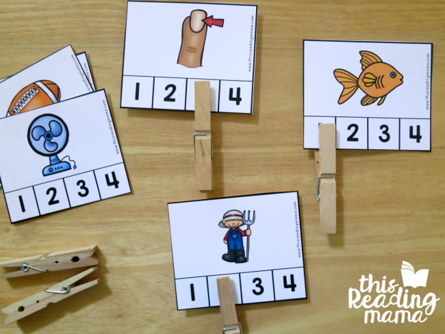 Self-Checking Syllable Clip Cards from Reading the Alphabet curriculum