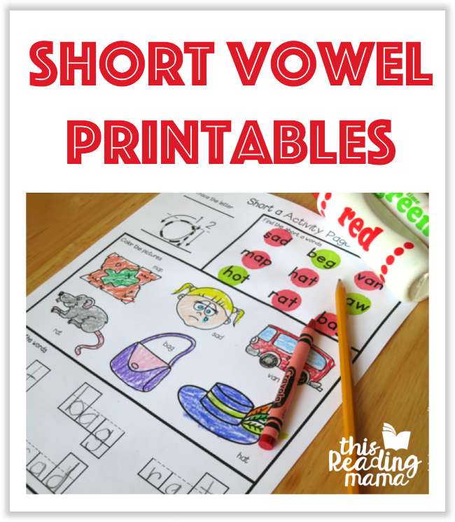 Short Vowel Printables from This Reading Mama