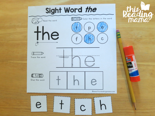 Sight Word Activity Pages from Reading the Alphabet