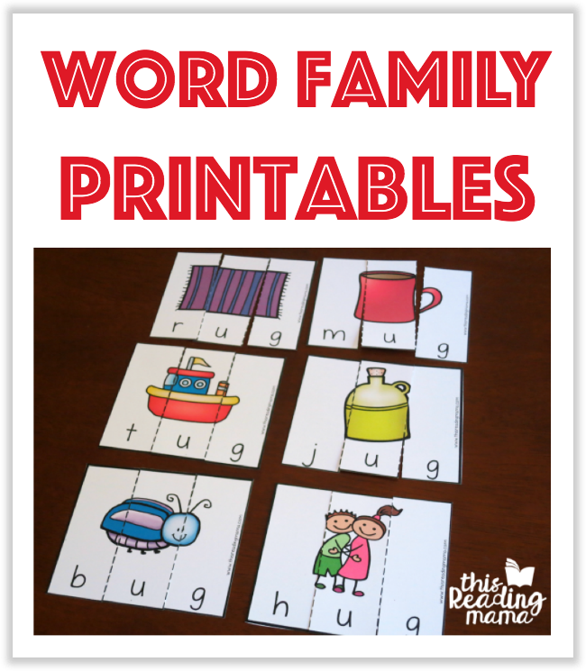 Word Family Printables from This Reading Mama