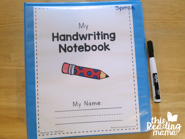 use a Handwriting Notebook to keep handwriting activities from Reading the Alphabet
