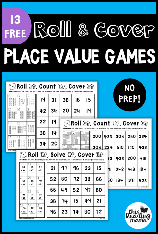 No Prep Place Value Games - Roll and Cover - This Reading Mama