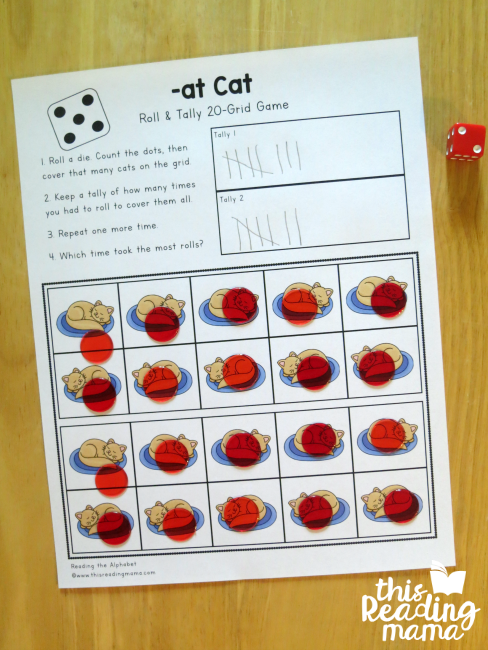 -at Cat Roll and Tally 20-Grid from Reading the Alphabet