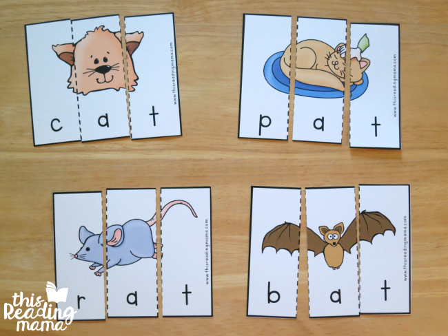 -at word family puzzles from Reading the Alphabet word family lessons
