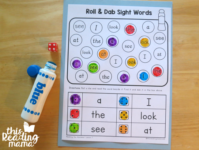 roll and dab sight word review from Reading the Alphabet