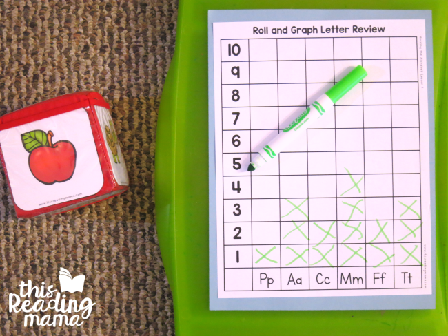 roll and graph letter sound review from Reading the Alphabet