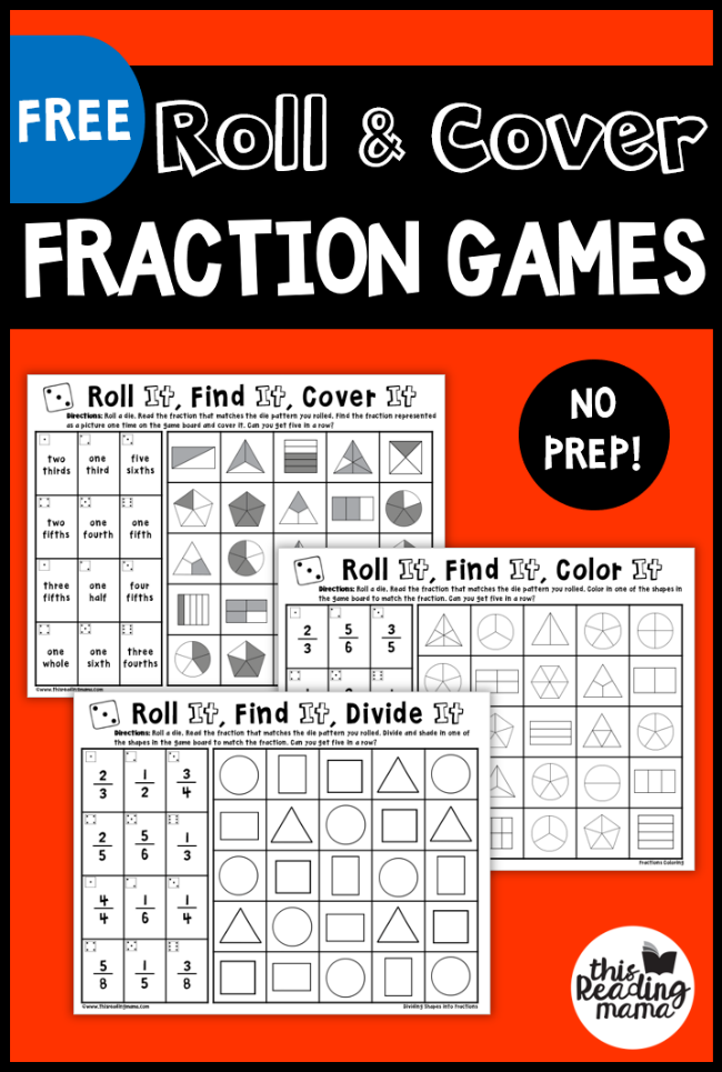 No Prep Fraction Games - Roll and Cover - This Reading Mama