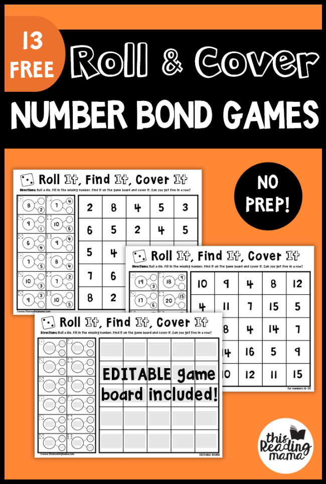 No Prep Number Bond Games: Roll & Cover