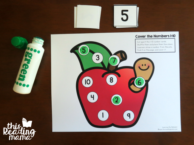 dot the number for 1-10 from Learning the Alphabet