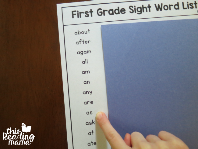 learner reading sight words in column from first grade word list