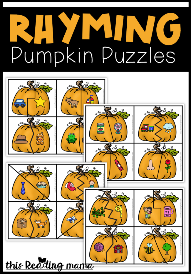 Rhyming Pumpkin Puzzles - free - This Reading Mama