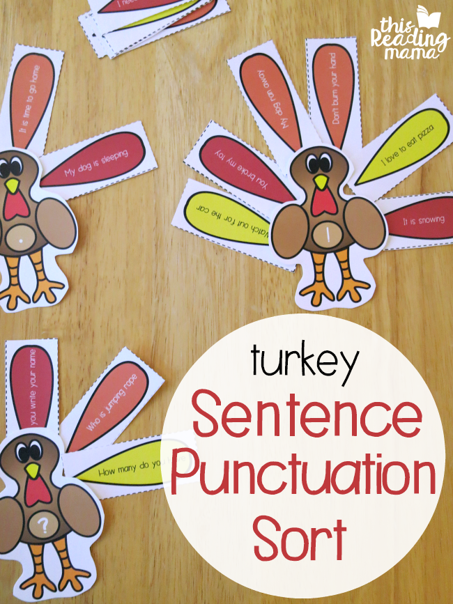 Turkey Sentence Punctuation Sorts - This Reading Mama