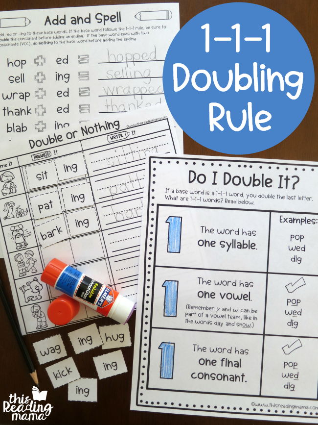 1-1-1 Doubling Rule Printables - This Reading Mama