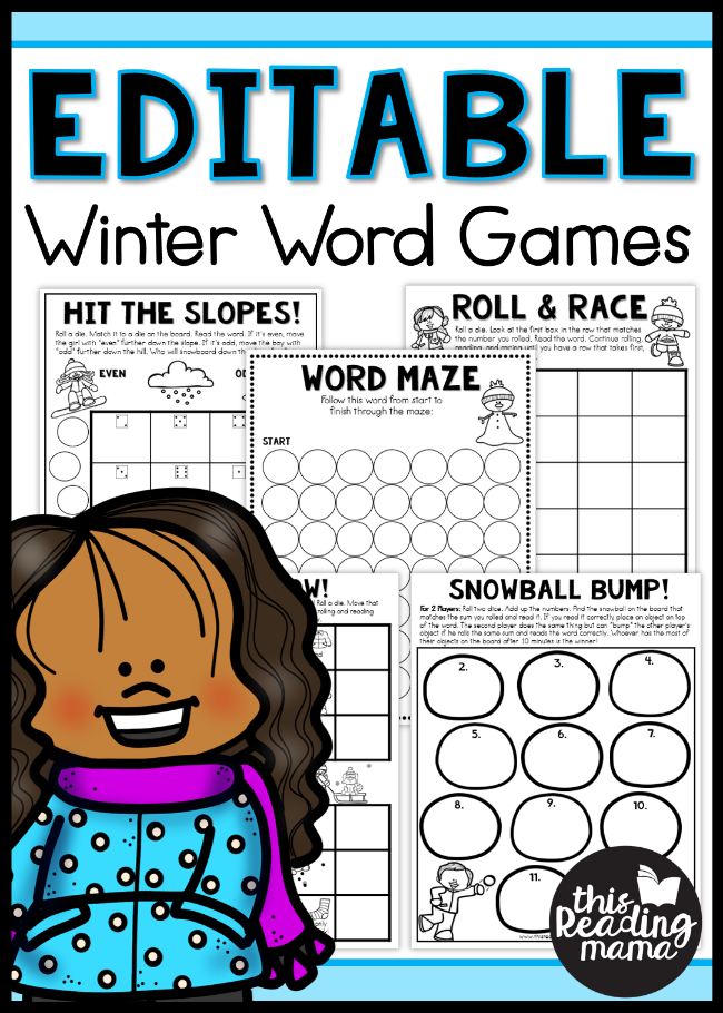 Editable Winter Word Games - This Reading Mama