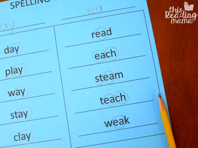 examples of phonics coding with spelling words