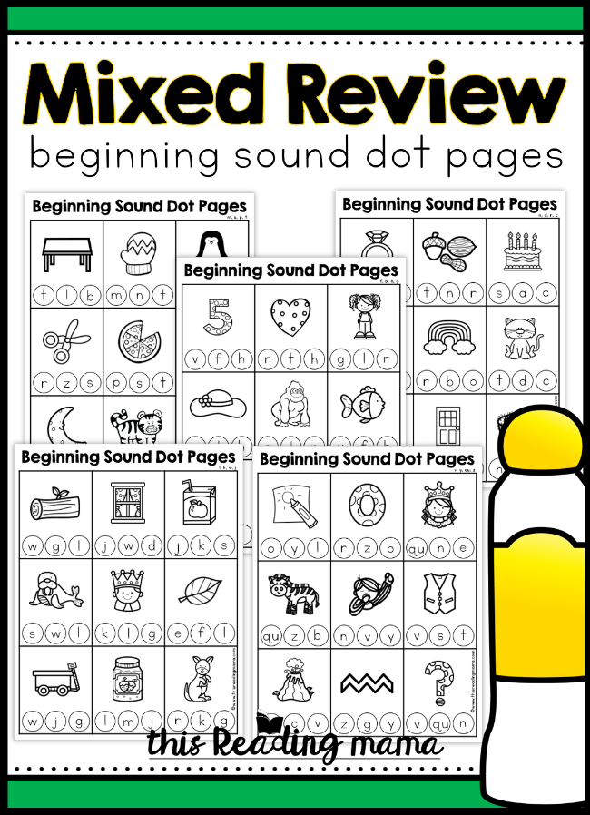 Mixed Review Beginning Sound Dot Pages - This Reading Mama