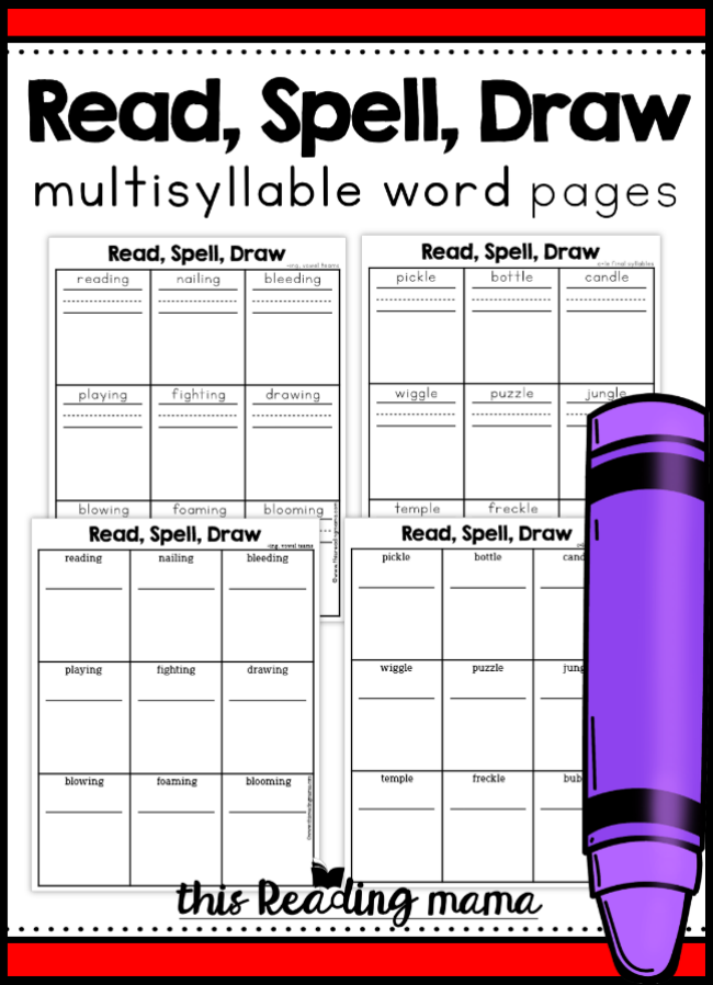 Multisyllable Phonics Pages - Read, Spell, Draw - This Reading Mama