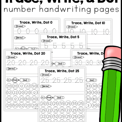 Number Handwriting Pages – Trace, Write, Dot