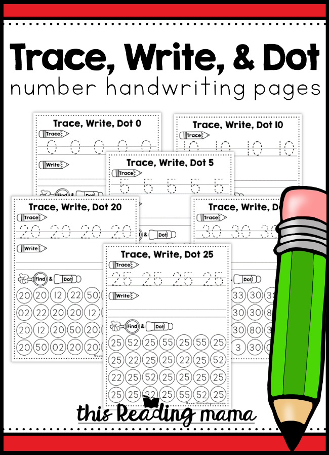 Number Handwriting Pages - Trace, Write, & Dot - This Reading Mama