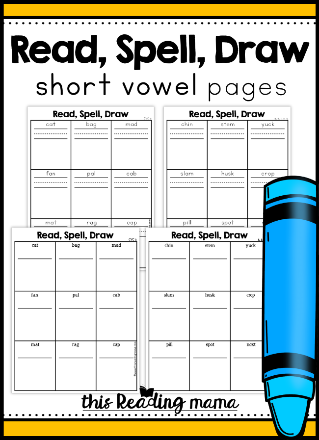 Short Vowel Phonics Pages - Read, Spell, Draw - This Reading Mama