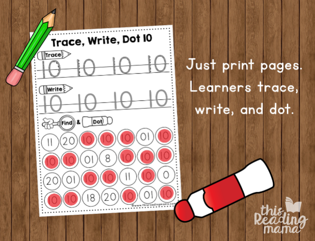 number handwriting pages - use pencil and dot paint