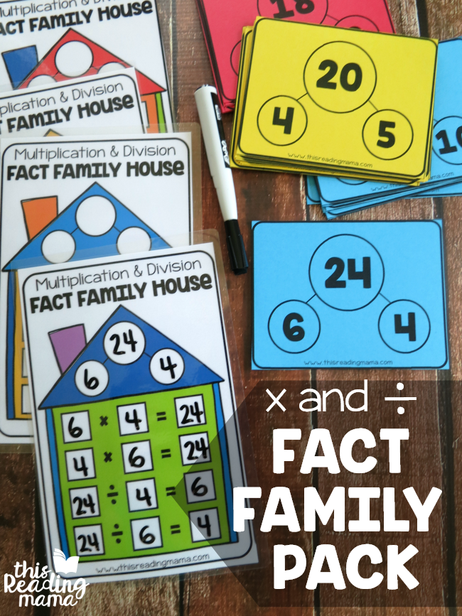 Multiplication and Division Fact Family Pack - cards and houses - This Reading Mama