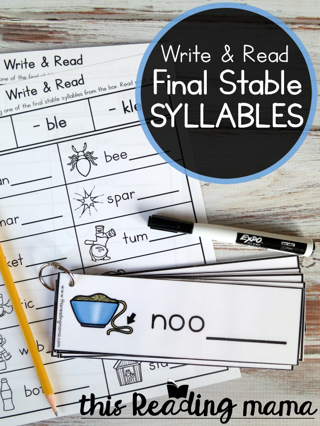 Write and Read Final Stable Syllables Pack - This Reading Mama