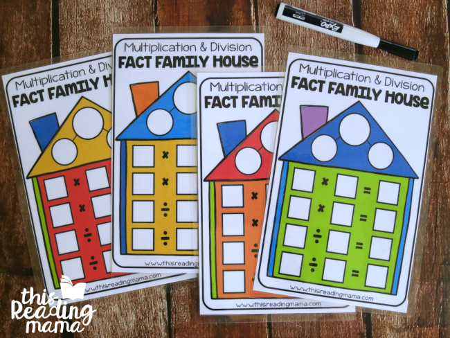 math fact family houses for multiplication and division