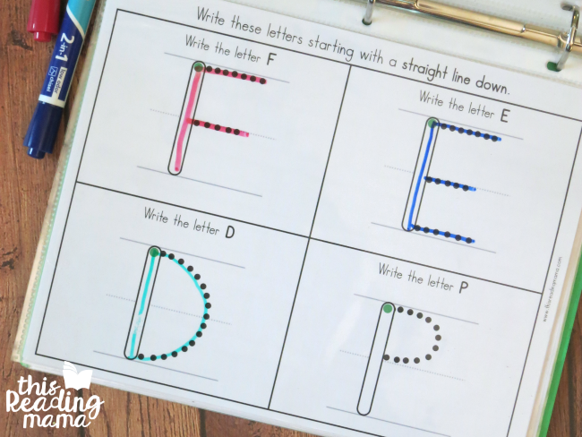 uppercase handwriting pages - start these letters with a straight line down