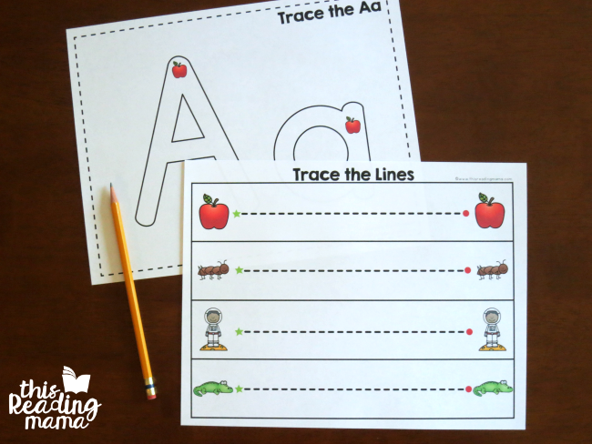 tracing pages are included but not recommended for young toddlers