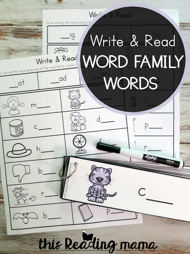 Word Family Words - Write & Read Pack - This Reading Mama