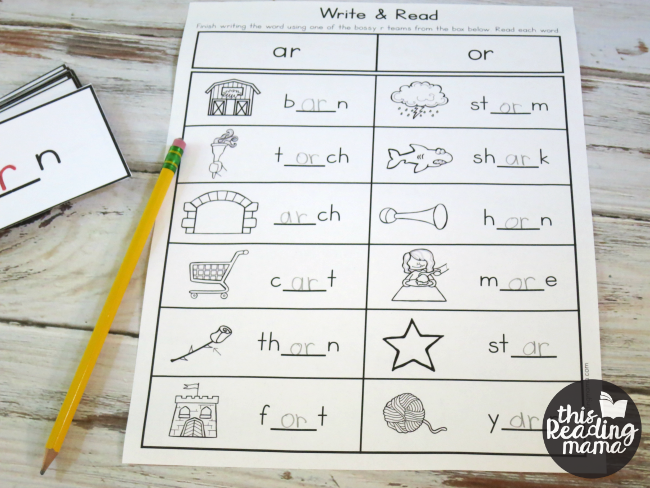 bossy r vowels write and read page