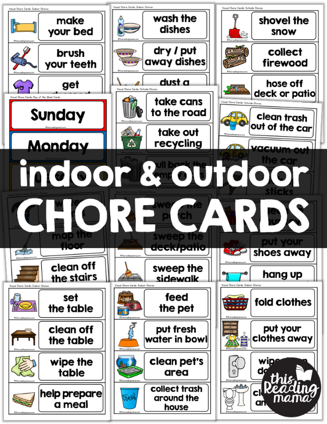 Indoor & Outdoor Visual Chore Cards for Kids - This Reading Mama